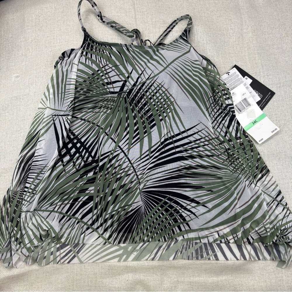 Coco Reef Women's Current Printed Mesh Bra-Sized Tankini Top Size 34C
